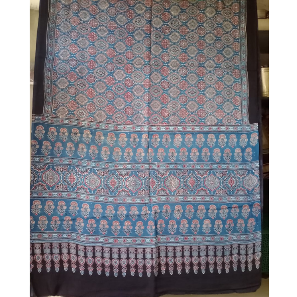 Ajrakh Block print Saree 